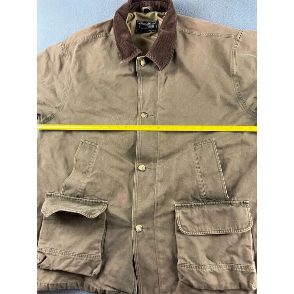 Eddie Bauer Jacket Mens XXL Brown Corduroy Collar Canvas Barn Field Coat Vintage